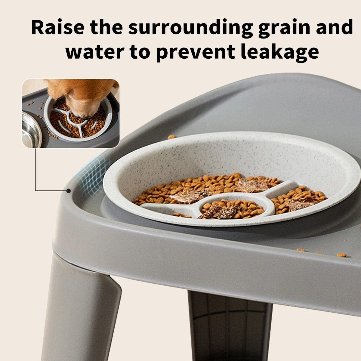 One piece dog classic folding elevated double bowl medium and large dog bowl golden retriever large dog feeding bowl pet bowl