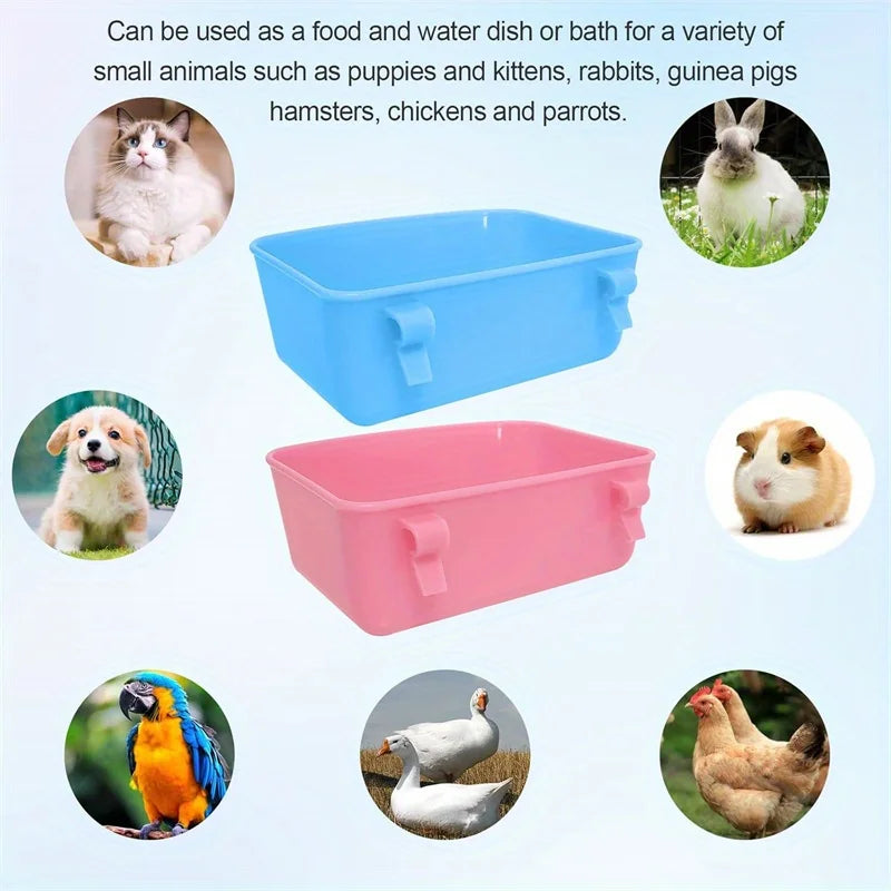 6pcs/pack Feeder (Blue, Pink), Hanging Feeder, Food and Water Container, Bath Water Bowl Universal for Birds Hamsters