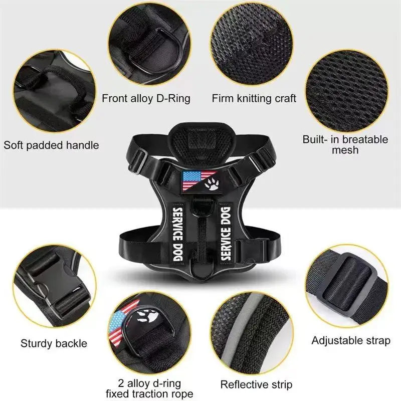 Reflective Dog Vest Harness with 5 PCS Patches