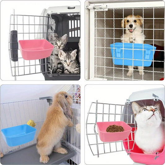 6pcs/pack Feeder (Blue, Pink), Hanging Feeder, Food and Water Container, Bath Water Bowl Universal for Birds Hamsters