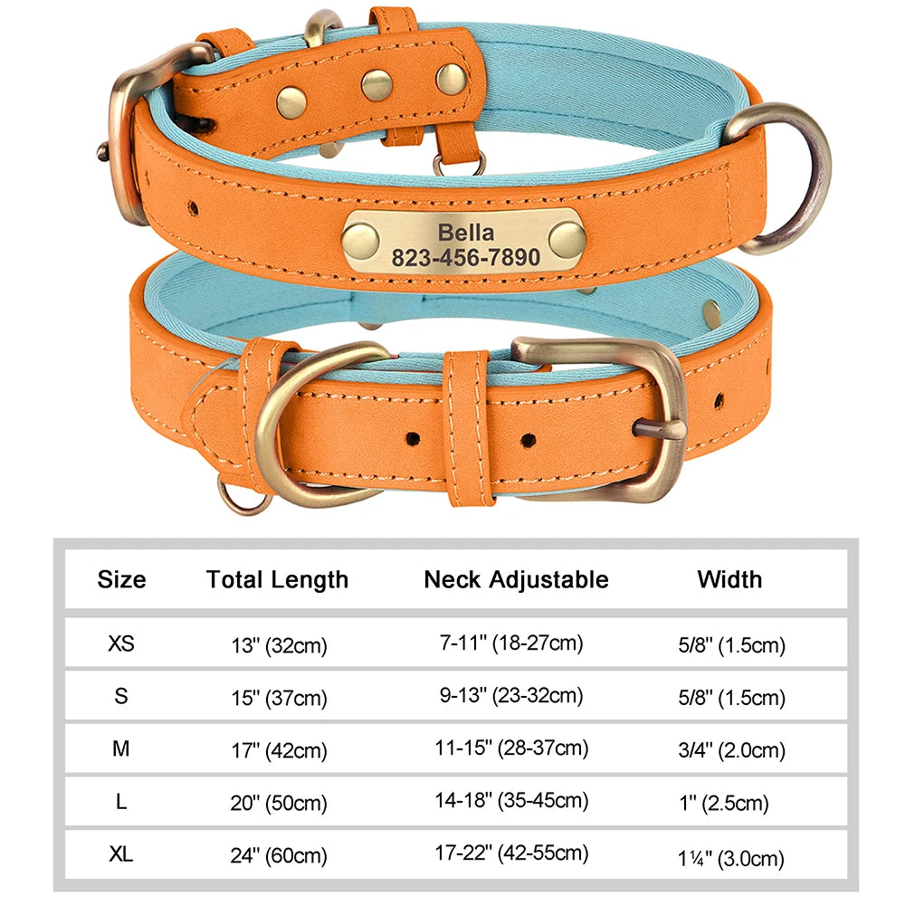 Personalized Dog Collar Custom Engraved PU Leather Dog Collars Free Engraving ID Tag Nameplate For Small Medium Large Dogs