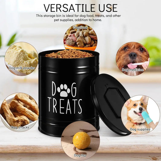 Dog Food Container Airtight Pet Food Storage Bin with Handle and Lid Metal Container for Puppy Cat Bird Feeding Snacks Organizer